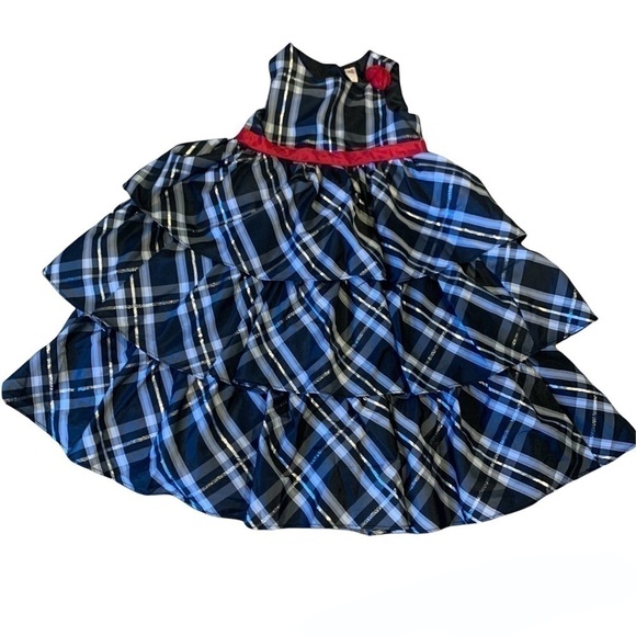 CHEROKEE Black & White Plaid Ruffled Sleeveless Fancy Dress size 5T - Picture 2 of 6